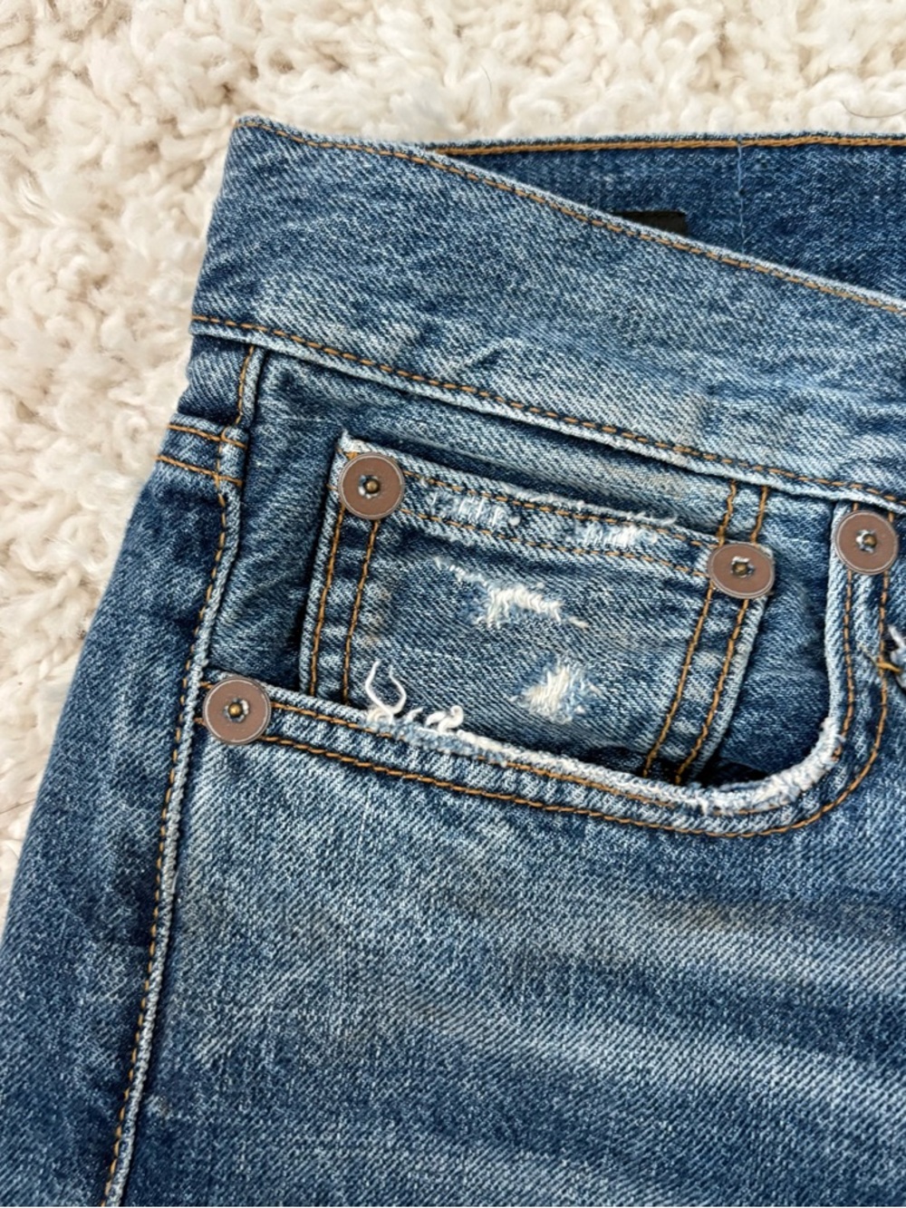 R13 Women's Dark Blue Distressed Boyfriend Jeans 28 - Picture 3 of 7